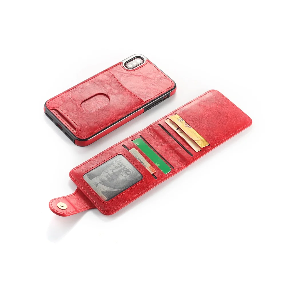 Red KISSCASE винтажный кошелек чехол для iPhone 6 6 S 7 8 Plus Флип PU Слот для карт кожаные чехлы для iPhone X XS магнитный держатель чехол - Цвет: Red