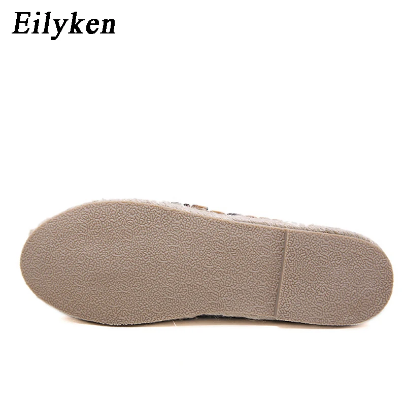 Eilyken туфли на плоской подошве с леопардовым принтом; женские эспадрильи из пеньки в рыбацком стиле; лоферы; повседневная женская обувь на плоской подошве с круглым носком; Размеры 35-40