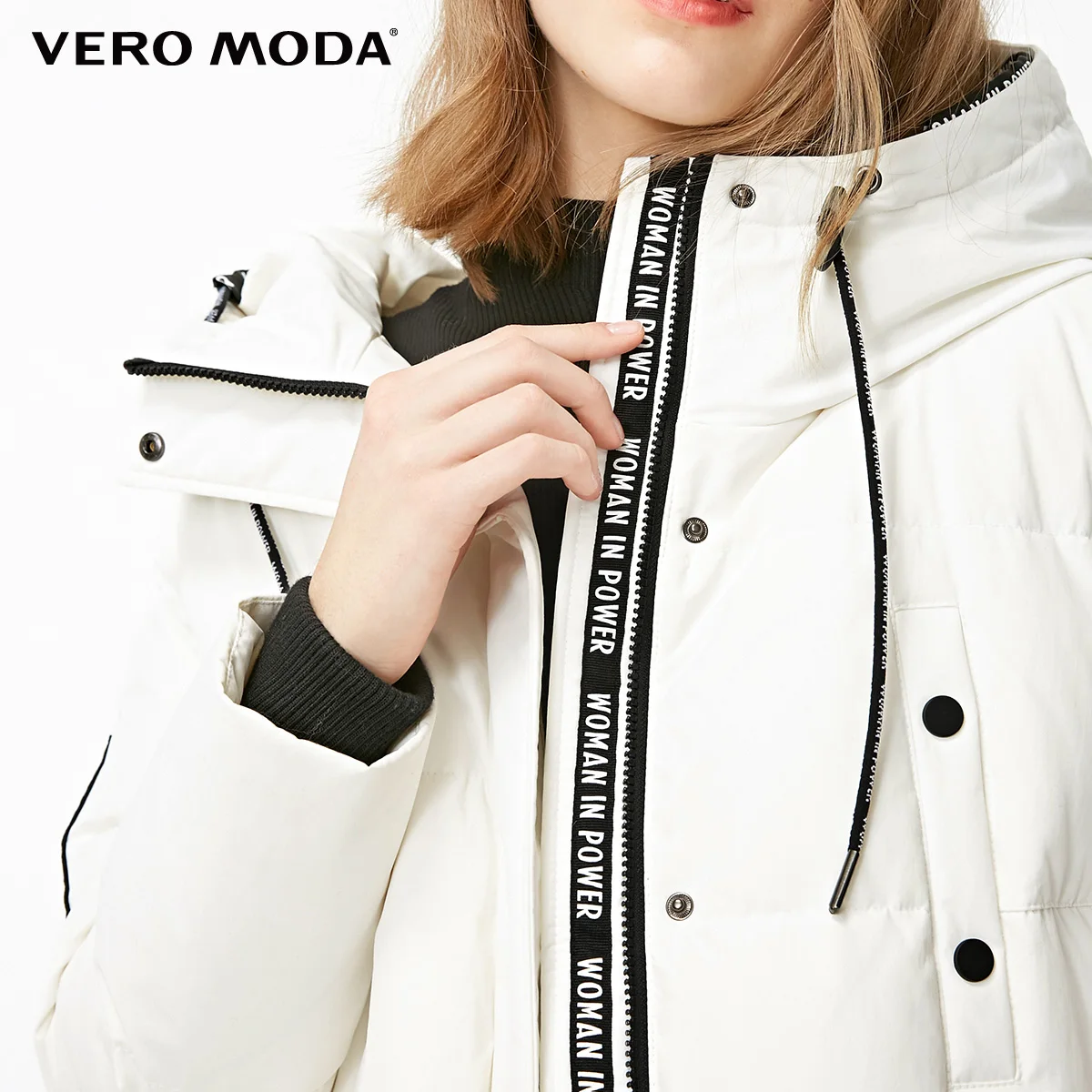 Vero Moda пуховик женский О товаре; Новинка Верхняя одежда с капюшоном и принтом сзади застежка-липучка длинный пуховик | 318312505