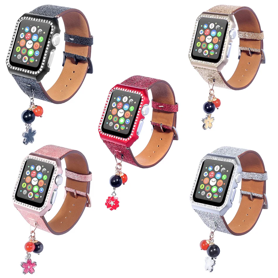 

Leather Watch Bracelet For Apple Watch Band 44mm 40mm 42mm 38mm iWatch series 5 4 3 2 1 Accessories Strap Watchband With frame