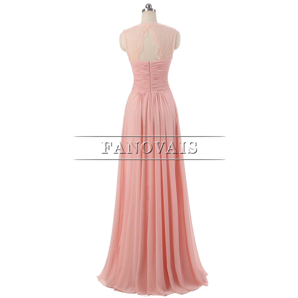 Длинное шифоновое платье подружки невесты трапециевидной формы с оборками