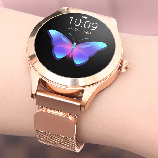 Gold metal MAFAM KW10 Смарт-часы для женщин IP68 Водонепроницаемый мониторинг сердечного ритма Bluetooth для Android IOS фитнес-браслет умные часы - Цвет: Gold metal