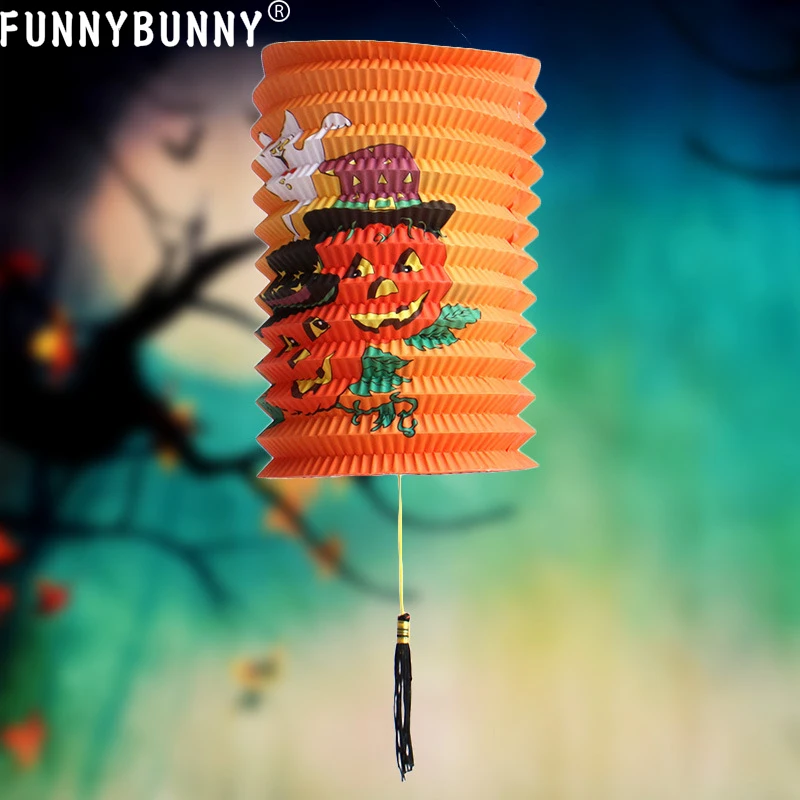 FUNNYBUNNY Хэллоуин Декор Тыква фонарь свет партии висит бумажная лампа | Дом и сад