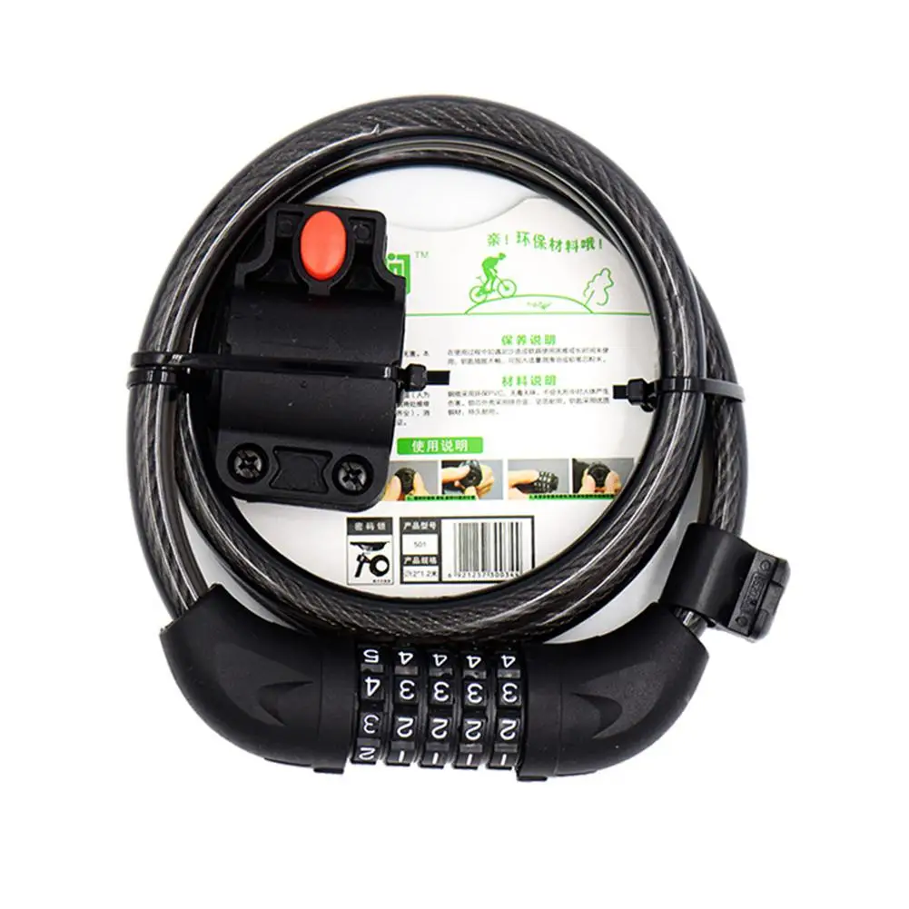 LumiParty Bike Cycling Lock 5 Digit Code Combination Bicycle Security Steel Cable Spiral accessories | Спорт и развлечения