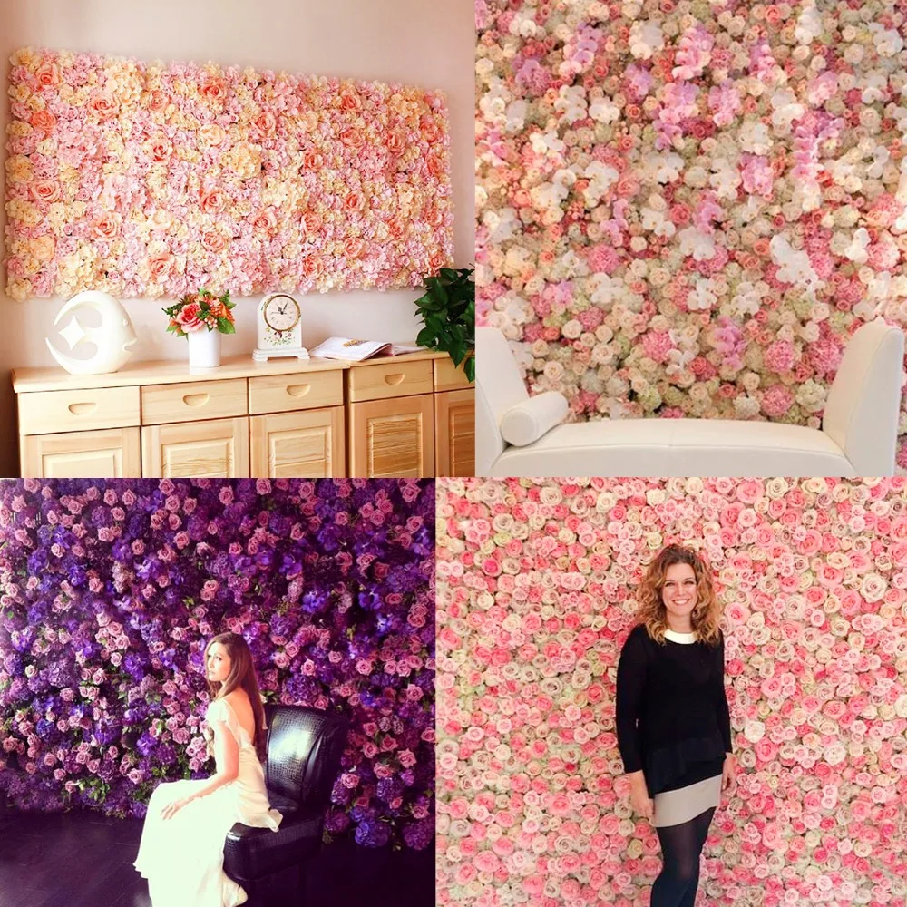 

FENGRISE 40x60cm Silk Rose Flower Romantic Wedding Backdrop Decor Champagne Artificial Flower for Wedding Decoration Flower Wall