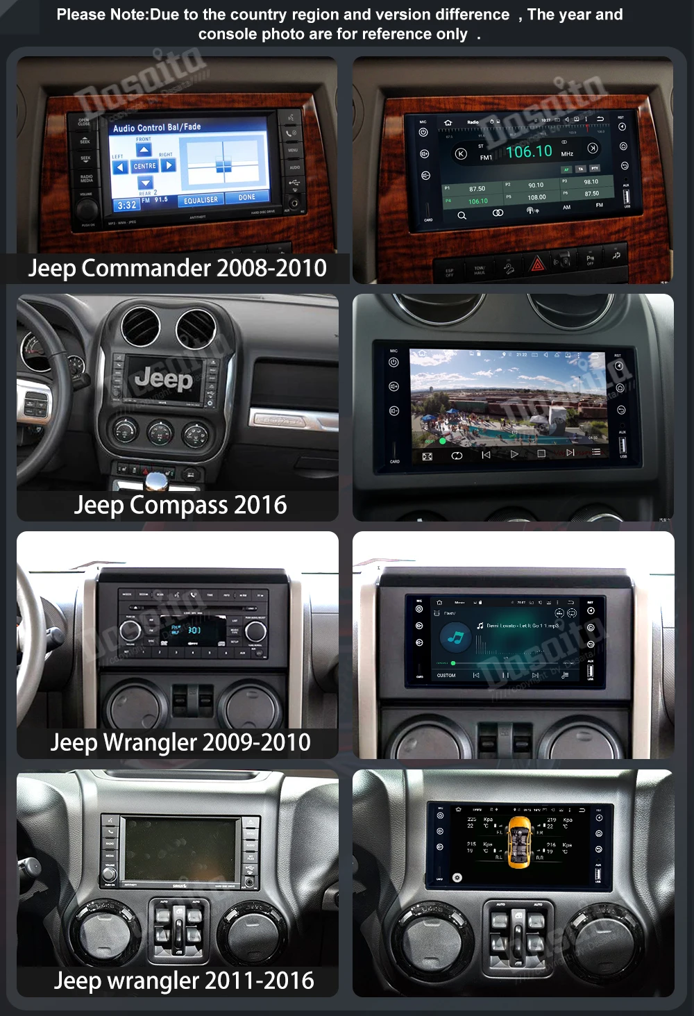 Автомобильный радиоприемник gps Android 9,0 2 Din для Jeep Wrangler 2007 2008 2010-2013 компас радио 8-ядерный мультимедиа 4 Гб Оперативная память 32Gb Встроенная память