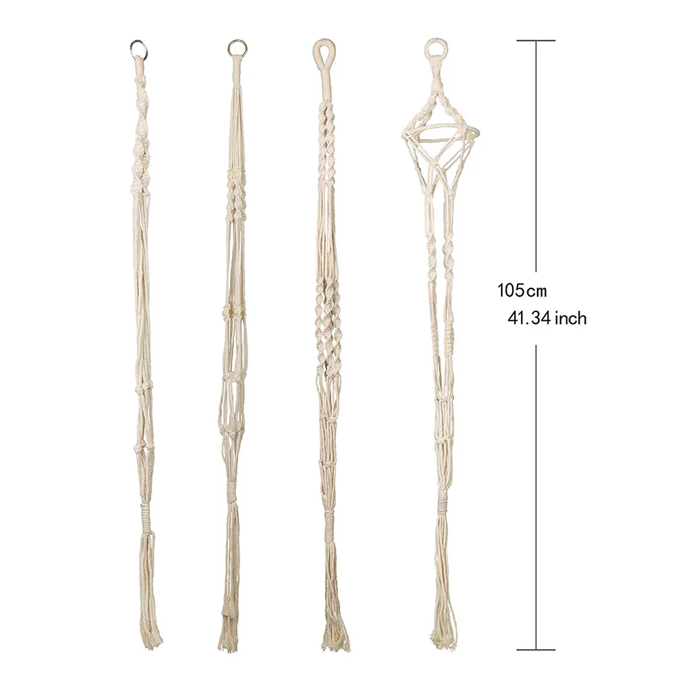 4 шт. комнатный уличный подвесной держатель для растений корзина льняная веревка