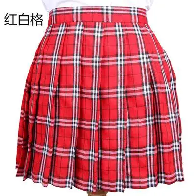 Red White Skirt Популярная японская Корейская версия коротких юбок школьная форма костюм Jk плиссированная юбка средней длины для девочек школьная юбка в складку - Цвет: Red White Skirt
