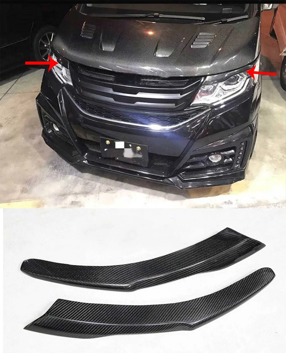 Для HONDA Stepwgn углеродное волокно Модифицированная фара брови наклейка отделка- год