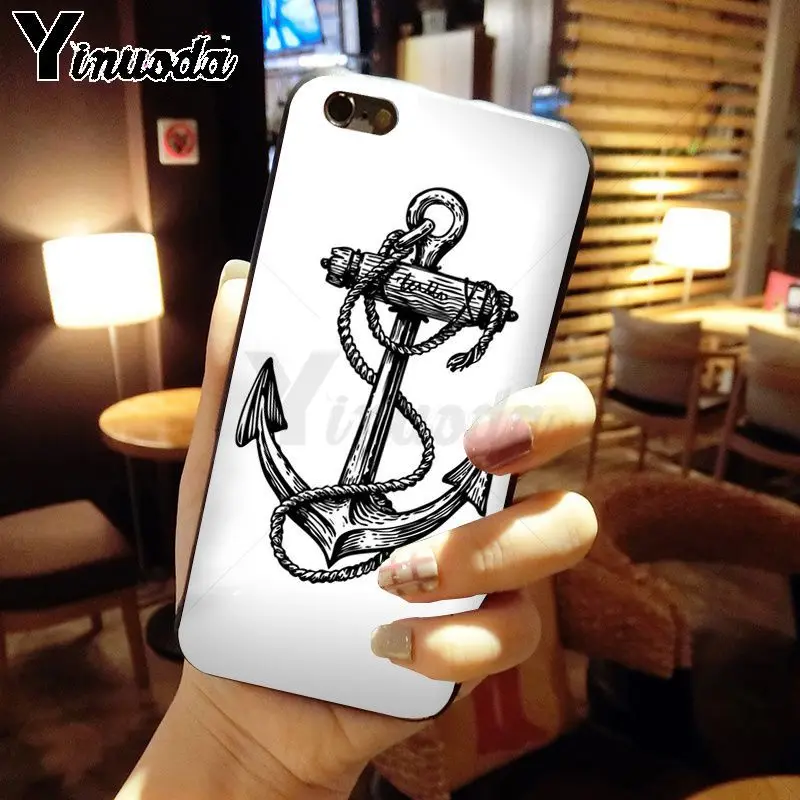 Yinuoda морской тату синяя лодка якорь искусство фото мягкий чехол для телефона iphone X