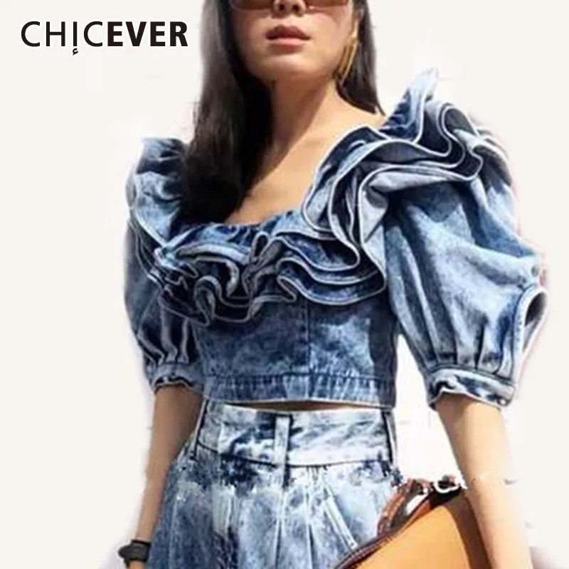 Женская блузка CHICEVER летняя с квадратным воротником и рукавом фонариком|Блузки| |