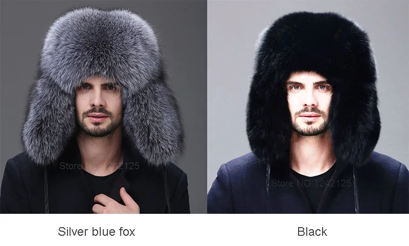 Зимняя мужская и женская состаренная целая Кожаная шапка с мехом Мужская Утепленная Мужская настоящая Серебристая синяя лиса полная теплая Ушная гарнитура меховые шапки головные уборы