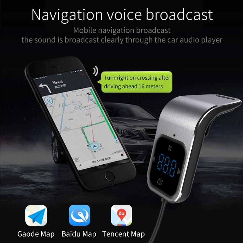 Передатчик с сенсорным управлением, Bluetooth, автомобильное радио, MP3 плеер, fm-модулятор, громкая связь, двойной USB, быстрое зарядное устройство, светодиодный