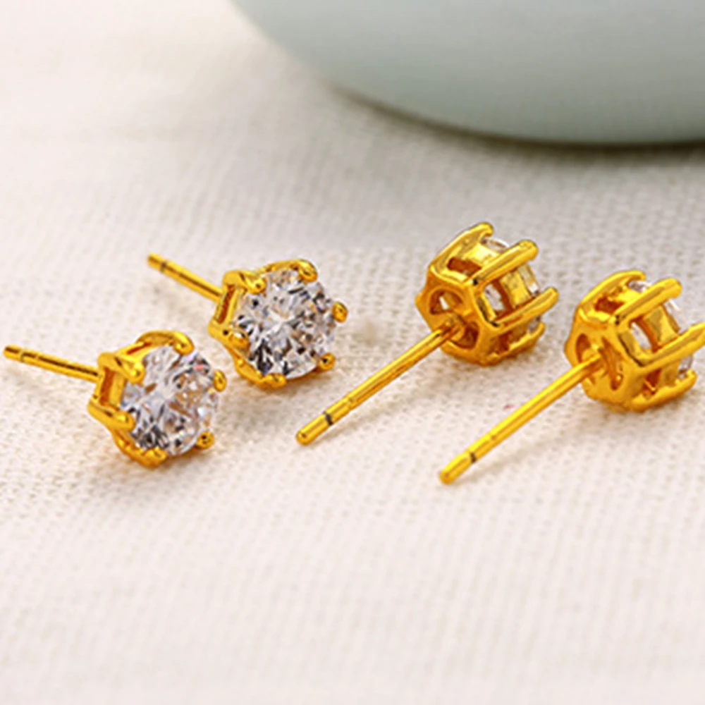 Серьги гвоздики с фианитами 2 пары|stud earrings|children stud earringsearrings baby |