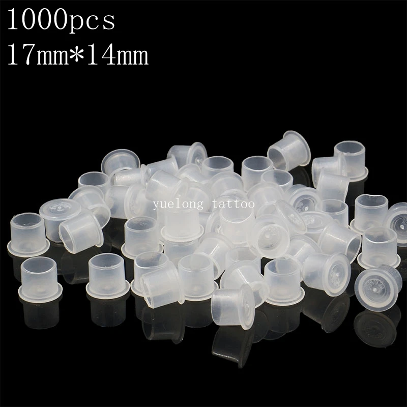 1000pcs high quality Plastic Tattoo Ink Cups Caps 17mm Clear self standing Ink Caps Tattoo Pigment Cups Supply Free Shipping