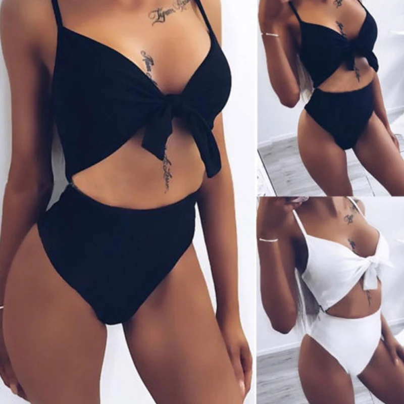 2018 Sexy Bandage Tie Front swimming bikini set for women bowknot bikinis swimwear beach wear swimsuits dropshipping |