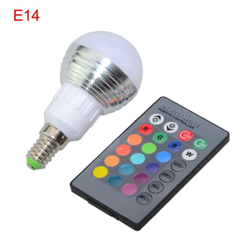 Светодиодная RGB лампа E27 E14 AC85 265V 5 Вт светодиодная с регулируемой яркостью