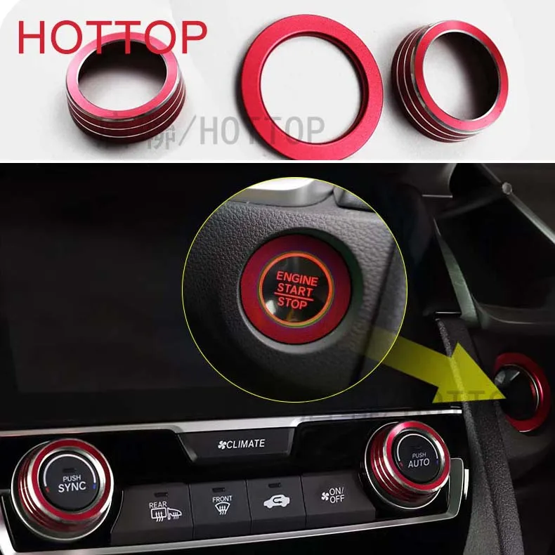 5 шт. крышка переключателя кондиционера и двигателя для Honda Civic 10 поколения 2016 2017