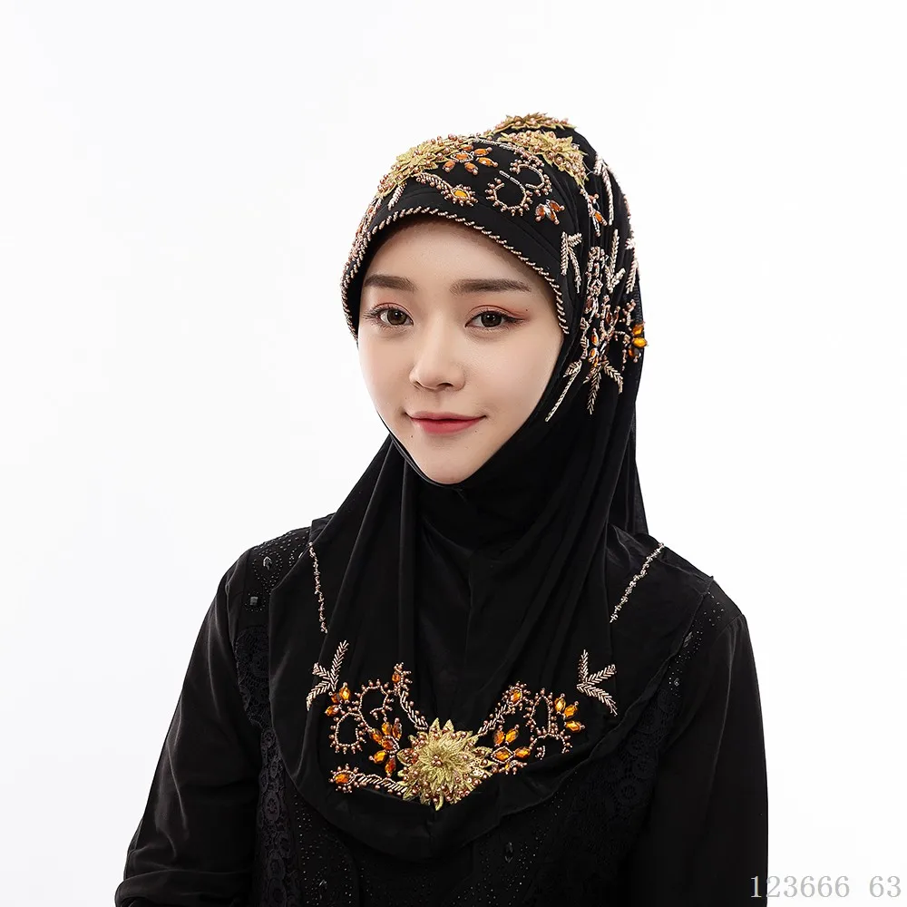 muslim head scarf Новинка abaya Дубай головной убор хиджаб мусульманские шапочки под хиджаб из бисера тюрбан малазийские турецкие шарфы мгновенные хиджабы исламские продукты шапки - Цвет: muslim head scarf