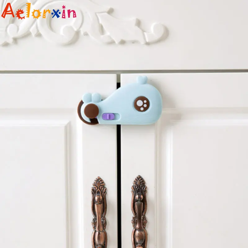 Cajones de puerta de armario de ballena para ni&ntilde;os, cerraduras de seguridad para refrigerador, cerraduras de beb&eacute;, 1 ud.-3