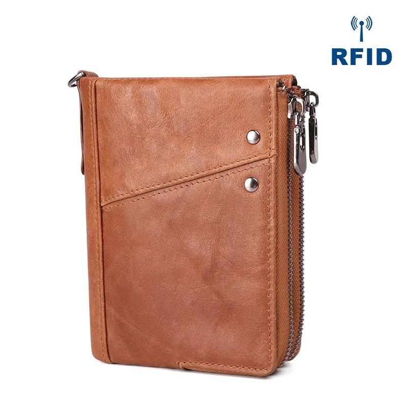 Новинка 2019 модный мужской кошелек из натуральной кожи RFID Блокировка Двойные