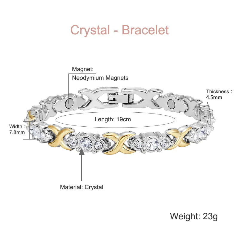 Женский браслет Escalus Cross 2 цвета золотистый 24 шт. с кристаллами на магните|bangle