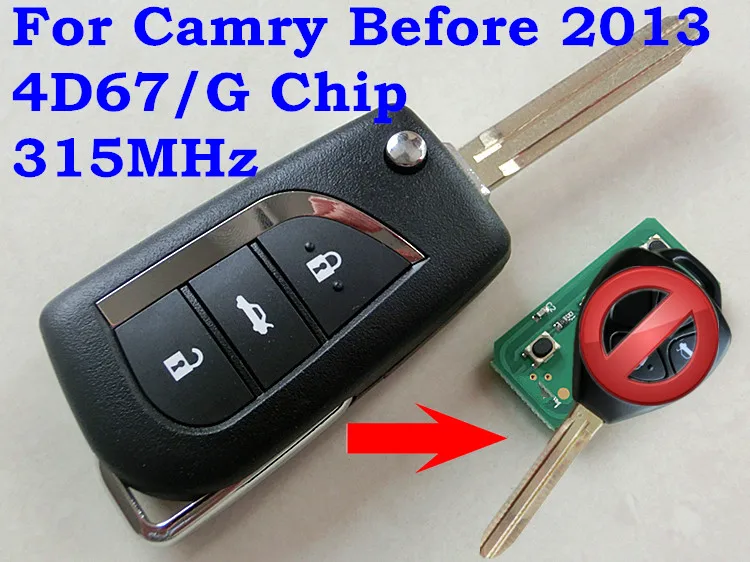 

RMLKS Flip Folding Remote Key 3 Button G Chip 4D67 315MHz Fit For TOYOTA Camry RAV4 Yaris EZ Keyless Entry Fob Case Car Alarm