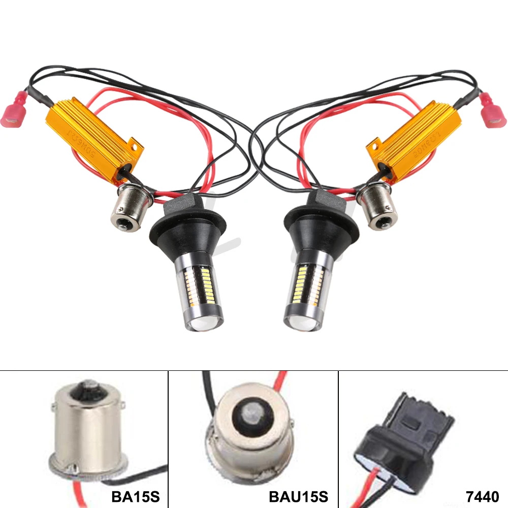 Автомобильный 1156 BAU15S PY21W BA15S T20 7440 66SMD DRL Дневной ходовой светильник белый/янтарный