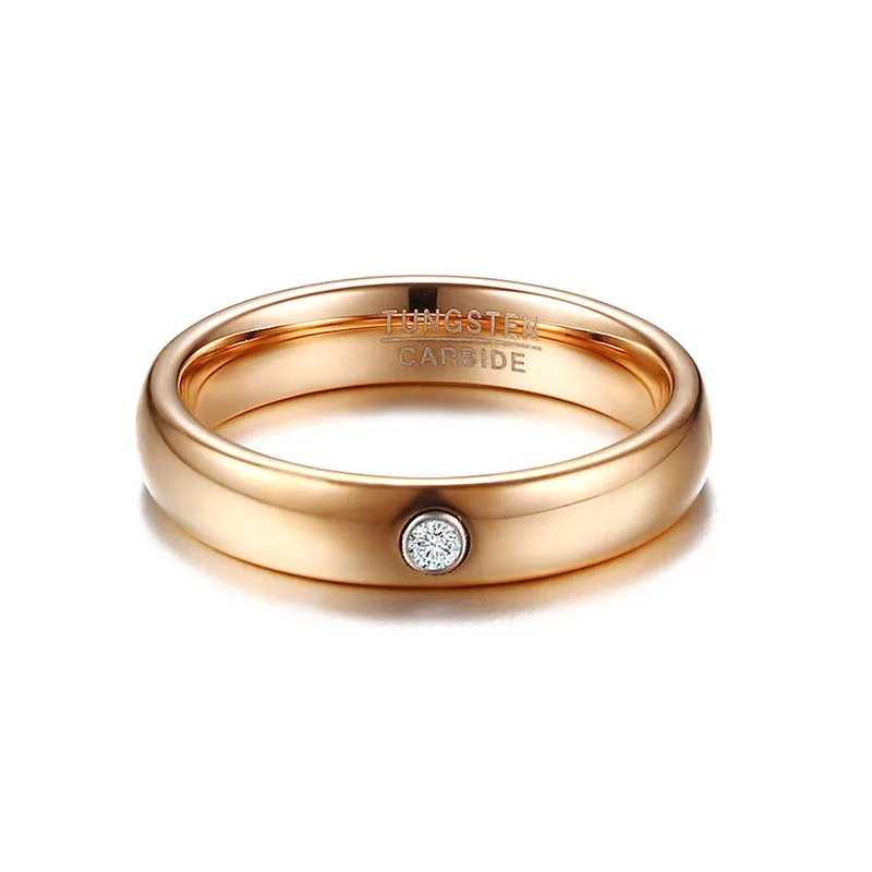 Кольца из карбида вольфрама с кристаллами цвета розового золота 4 мм|anniversary ring|name