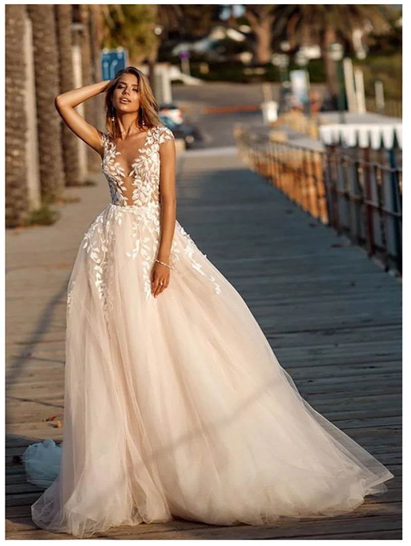 Robe De Mariage свадебное платье 2019 Холтер без рукавов бисер кружево аппликационные