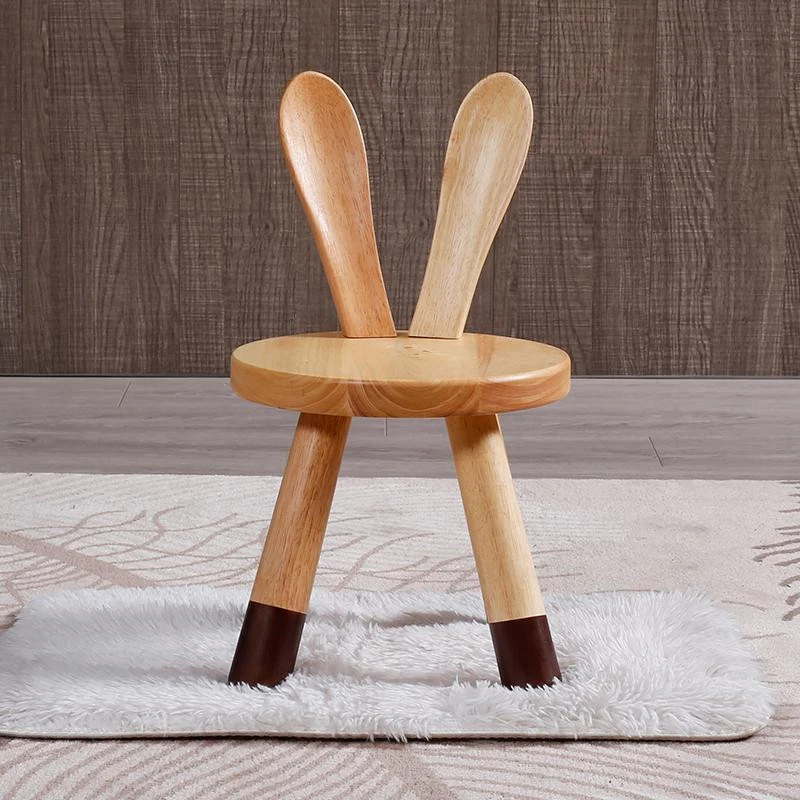 

NO Solid Wood Children's Stool Cartoon Kindergarten Baby Chair Oak Animal Children's Chair Deer White Rabbit Reindeer Chair