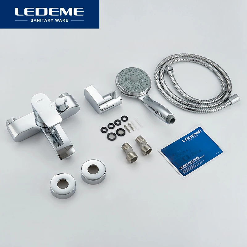 LEDEME Смеситель для ванны короткий излив латунь Цвет: хром L3234 | Обустройство дома