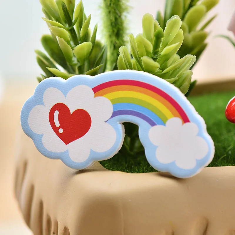 12 шт./партия мультфильм Радуга и сердце кекс Decorations мультфильм торт украшения для беби Шауэр детский день рождения партии поставки