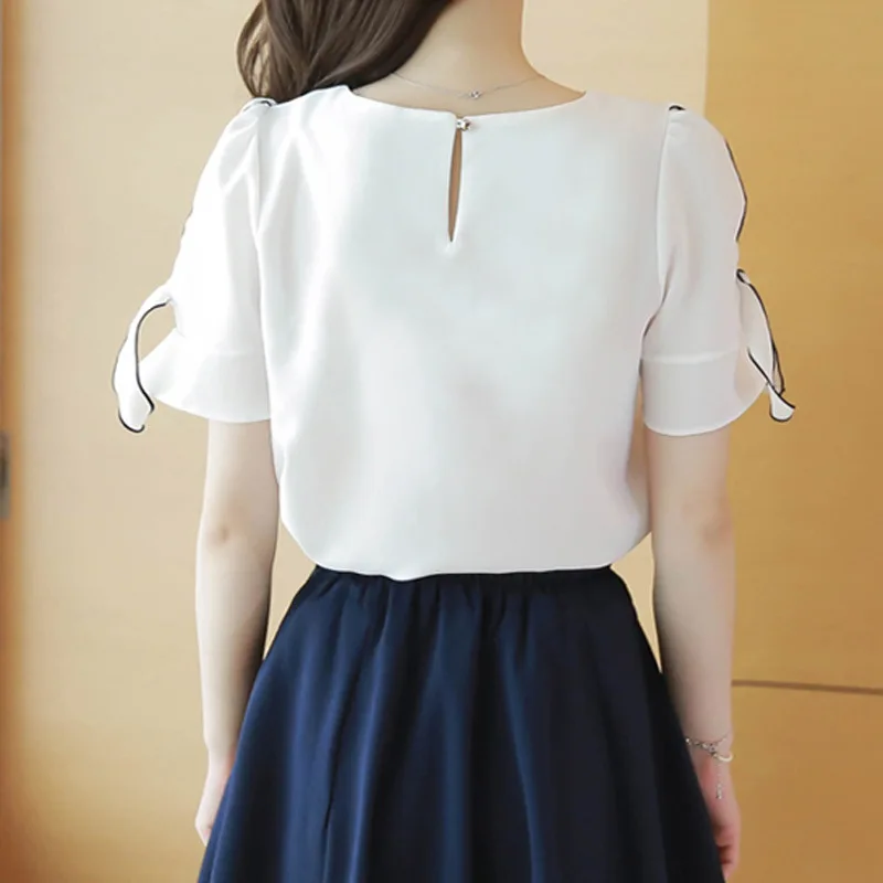 Gugulang двойной слой 2017 летние тонкие свободные сладкий бантом короткие flare рукавом