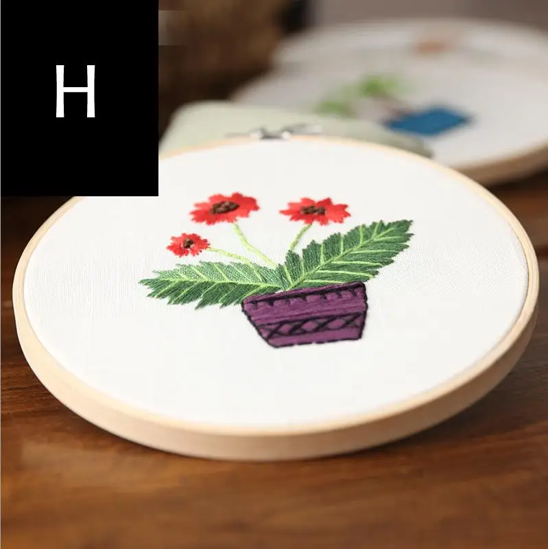 h DIY лента вышивка рукоделие вышивка крестиком комплект для начинающих суккуленты завод печатает Вышивание Craft Рождественский подарок 15*15 см - Цвет: h