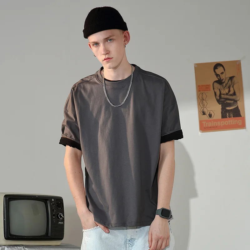 Футболка с коротким рукавом мужская летняя новая футболка Топ круглым вырезом и