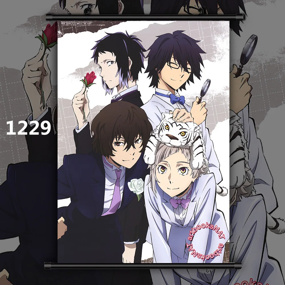 1229 Bungou бродячие собаки Dazai Chuuya Ryunosuke Аниме Манга настенный плакат свиток C - Цвет: 1229