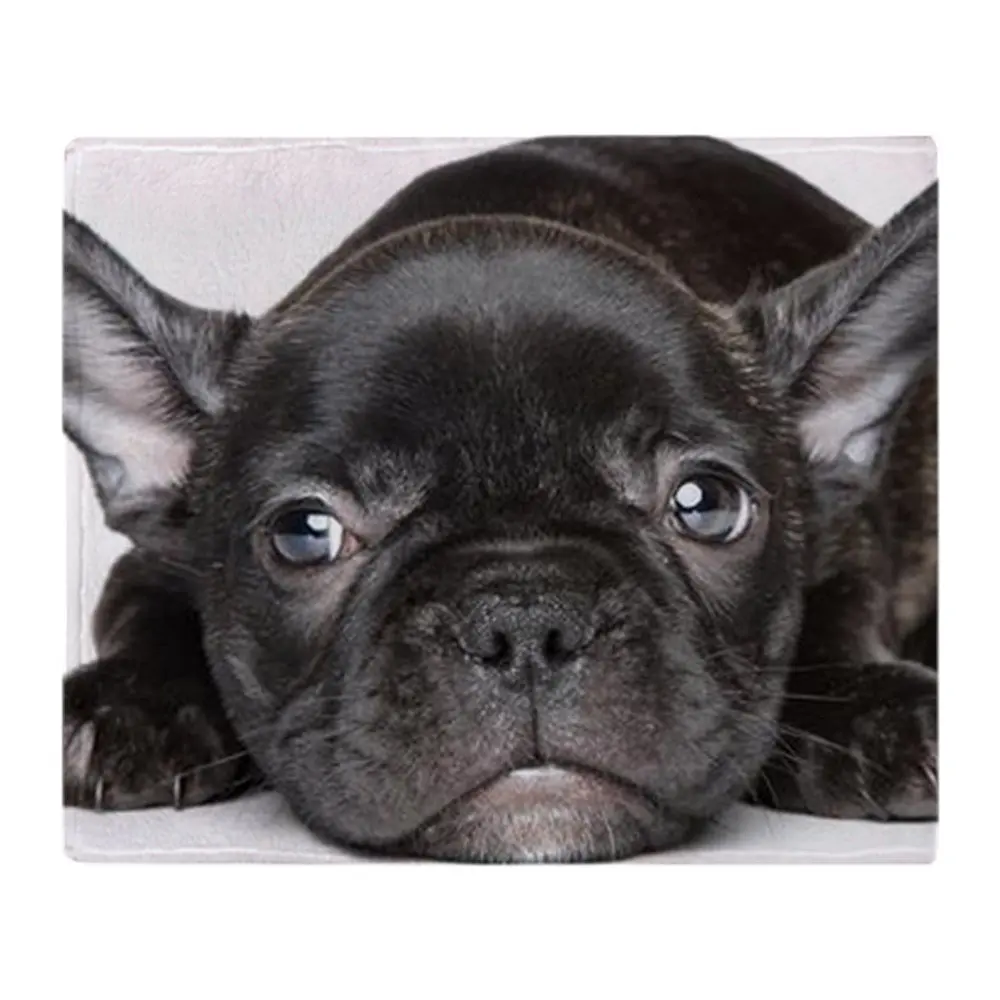 French Bulldog Puppy Lies On A White Soft Fleece Throw Blanket Warm Cozy Bed Couch Lightweight for Kids Adults | Дом и сад