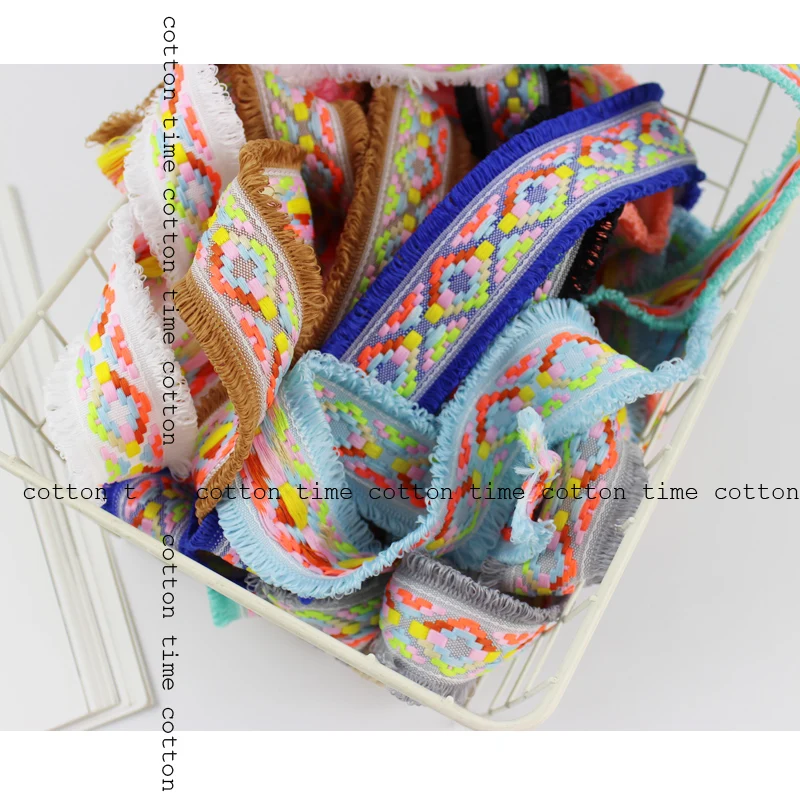 

5yards/lot 45mm Ethnic Embroidered Jacquard Ribbons Trim accessory for bag garment home deco Multicolour