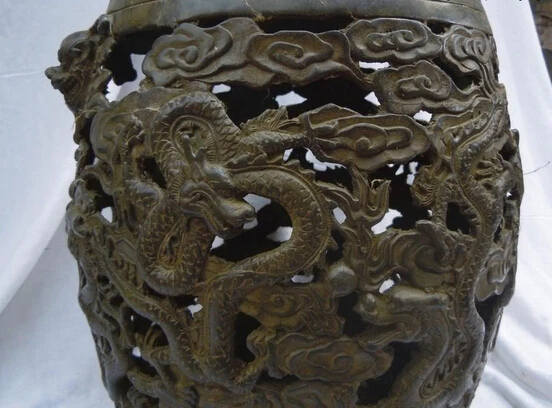 2606 китайская Бронзовая Резная Статуя Скульптуры Из Двух Драконов | Дом и сад