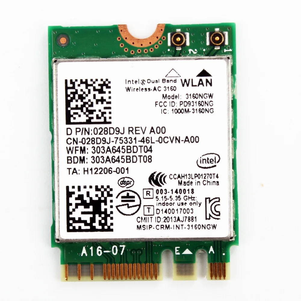 Беспроводная карта адаптера для Intel 3160 AC 3160NGW двухдиапазонный Bluetooth 4 0 NGFF wifi 802.11AC