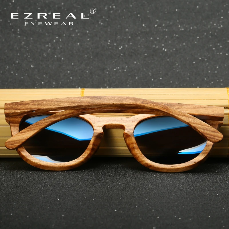 EZREAL 100% натуральные деревянные солнцезащитные очки Зебра бамбуковые ручной
