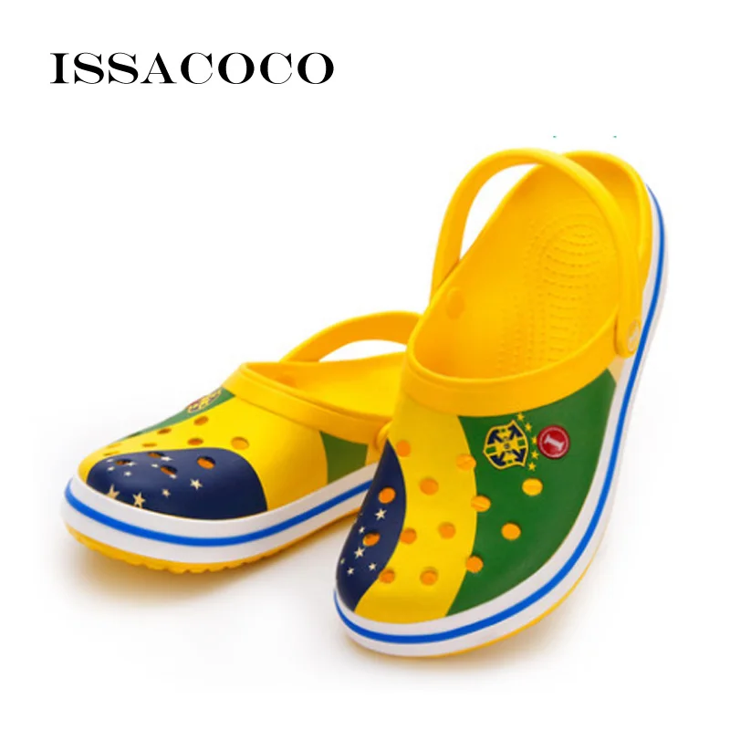 ISSACOCO/тапочки; Мужская обувь; обувь с отверстиями; сандалии; мужские сандалии с отверстиями; Мужская дышащая пляжная обувь; Terlik Pantuflas Chinelo - Цвет: Brazil