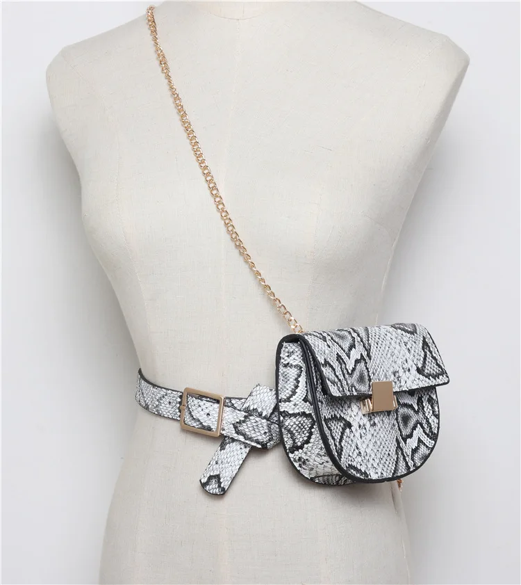 Женская поясная сумка из крокодиловой кожи винтажная полукруглой формы модель