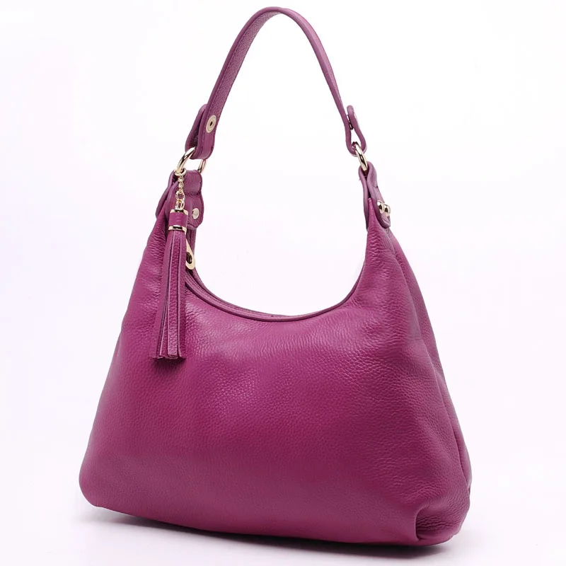 Первый слой из воловьей кожи женская сумка натуральной через плечо с кисточками |