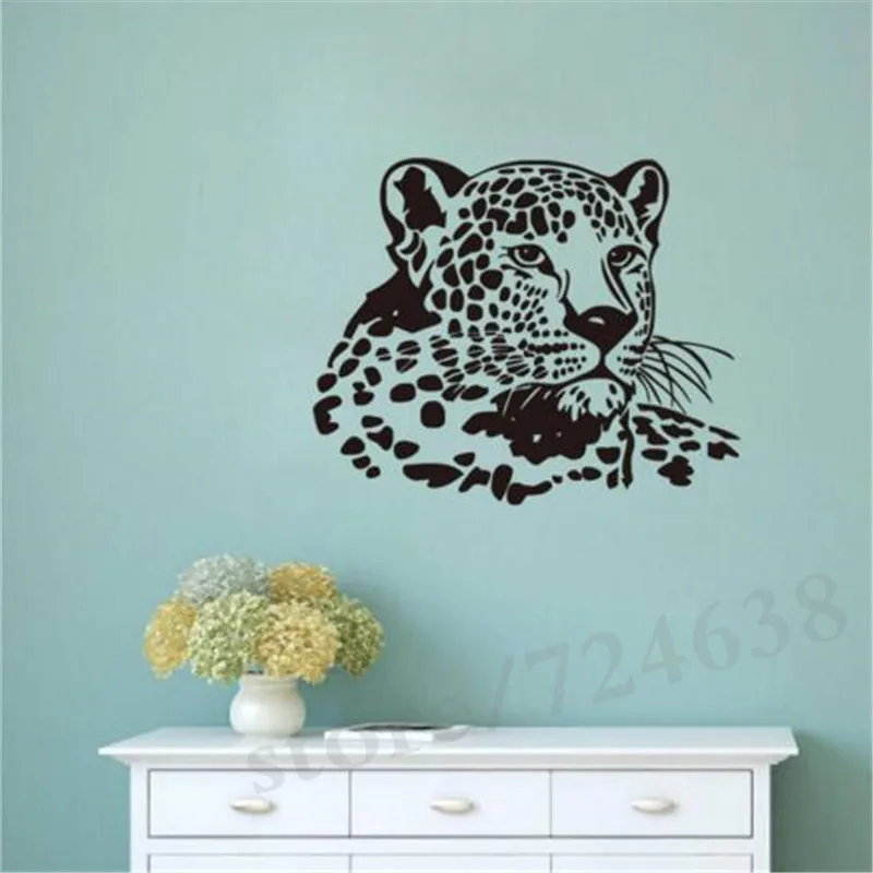 Леопардовая виниловая настенная наклейка забавные дикие животные настенные