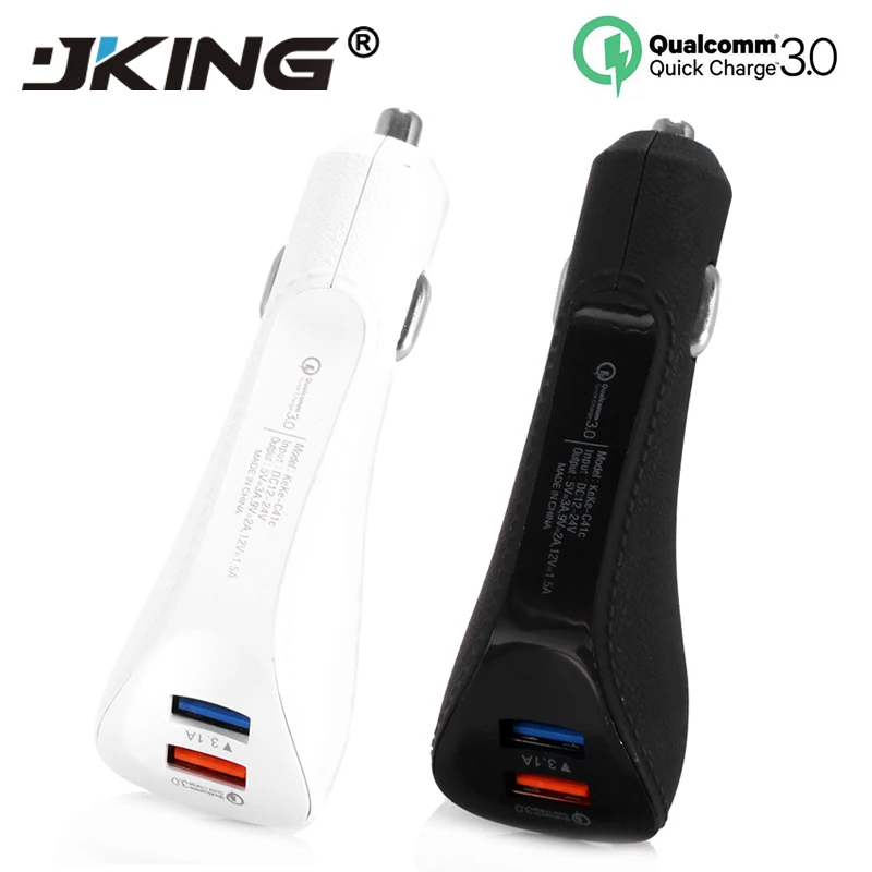 JKING Dual USB Quick Charger QC 3.0 Car Charger For iPhone USB Fast Charge Mobile Phone Quick Charge For Samsung Car-Charger