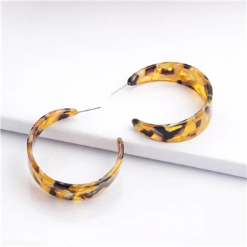 08 Donarsei Fashion ZA Crescent Leopard Acrylic Earrings For Women Boho Acetate C U Shape Drop Dangle Earrings Statement Jewelry - Окраска металла: 08