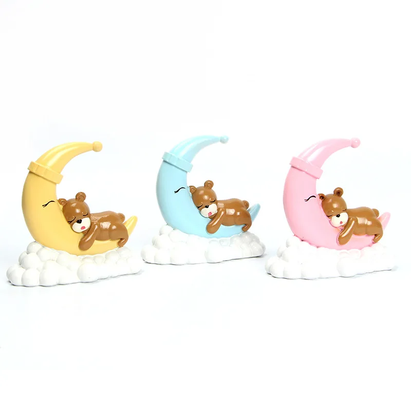 Kawaii Moon Sleeping Bear Топпер для торта счастливые топперы для торта на день рождения для мальчиков и девочек Детские вечерние украшения торта для детей