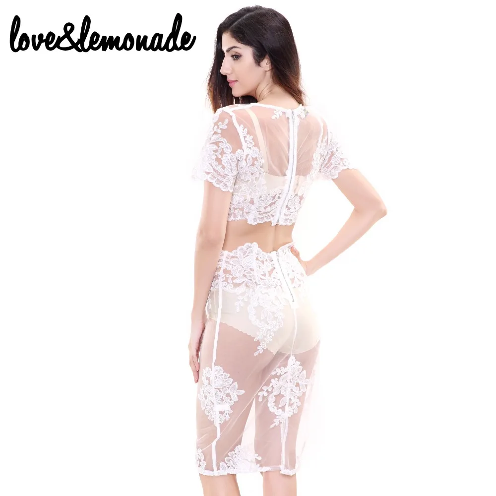 Кружевное платье Love & Lemonade с вышивкой из двух предметов. Без подкладки. TB 7323|lace